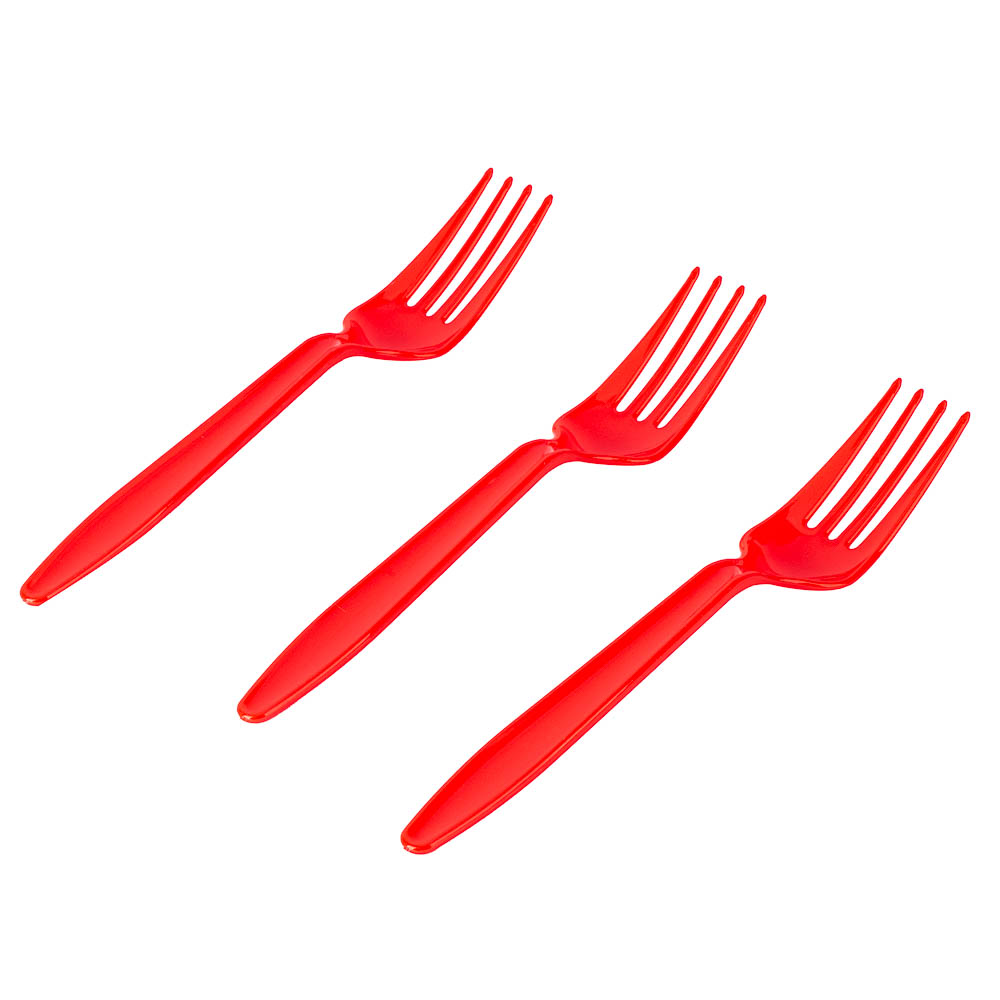 Tenedor plástico 8und rojo