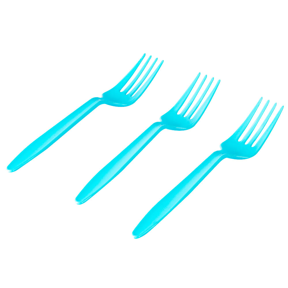 Tenedor plástico 8und celeste