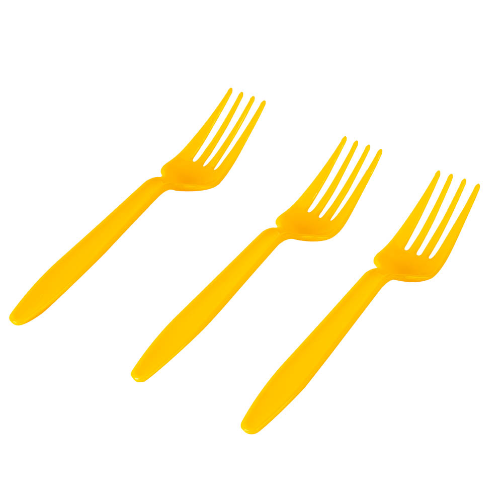 Tenedor plástico 8und amarillo
