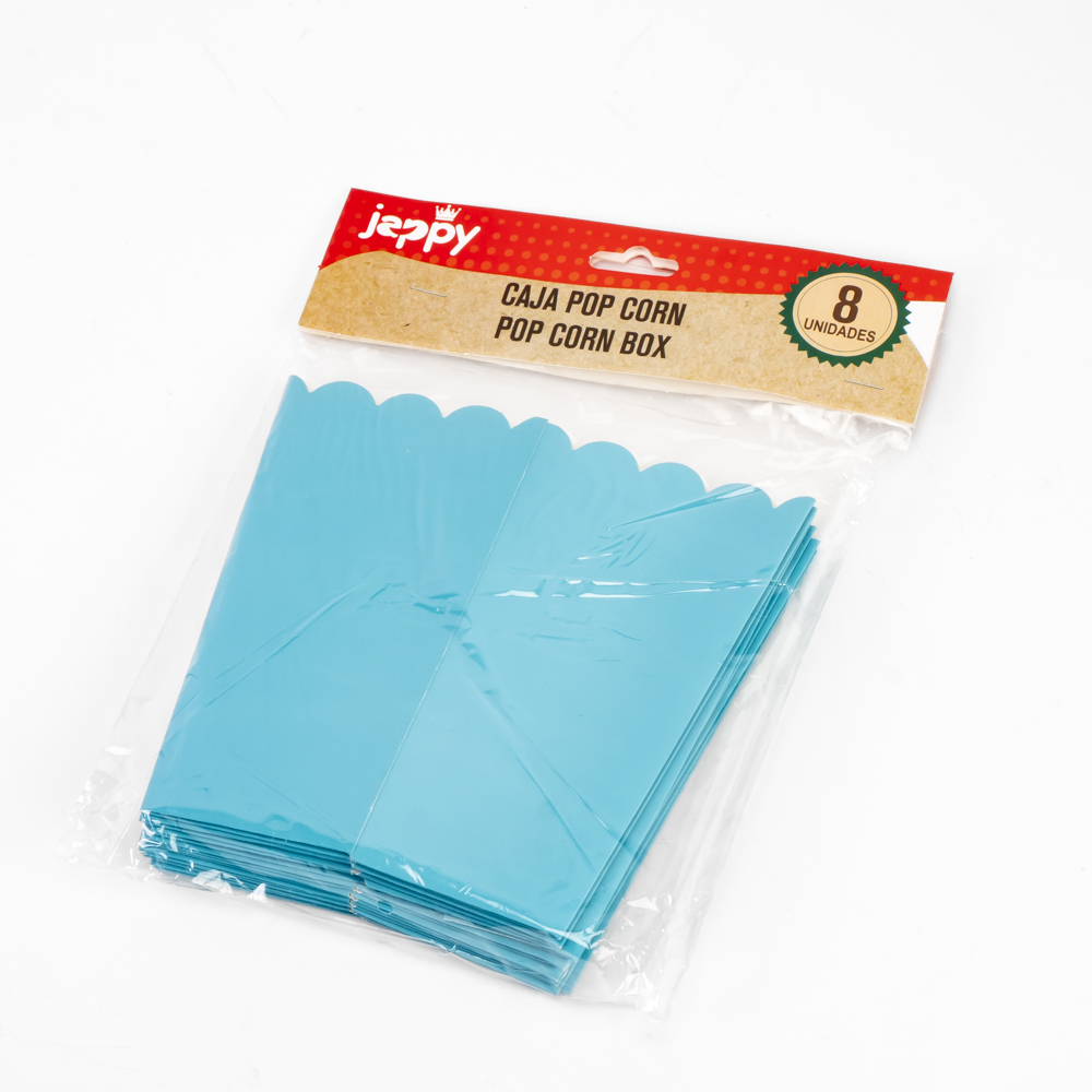 Caja cartón para palomitas lisa 8und caribe