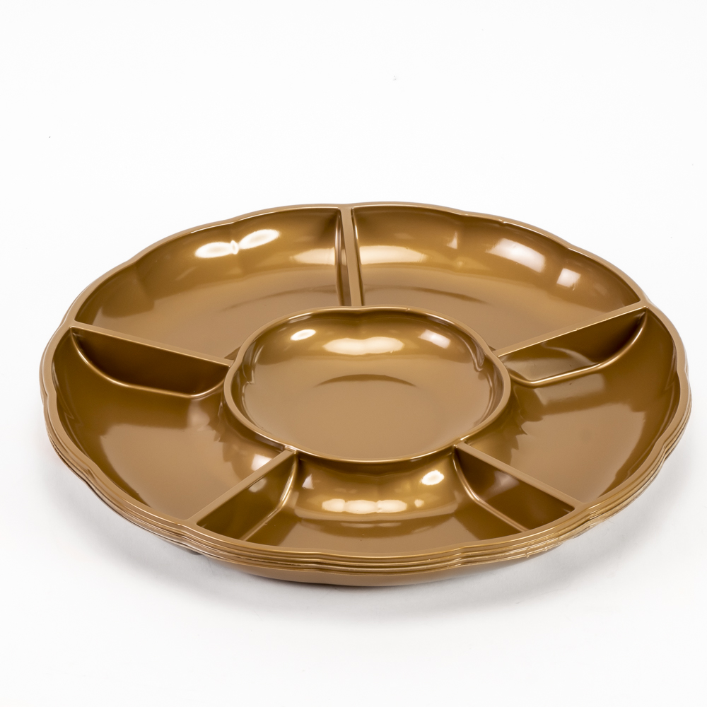 Bandeja plástica circular 3und dorado