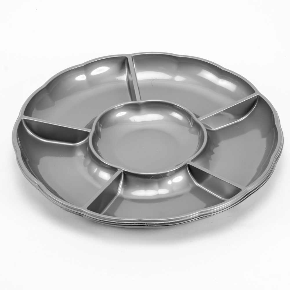 Bandeja plástica circular 3und plateado