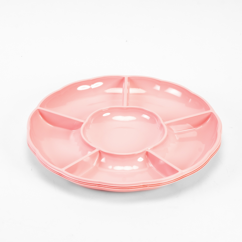 Bandeja plástica circular 3und rosado bebe