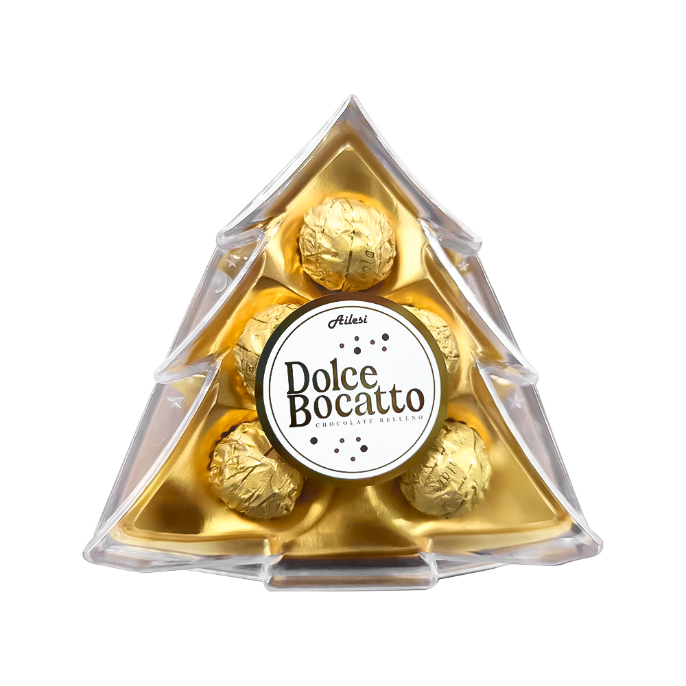 Estuche árbol navidad bombón chocolate dorado