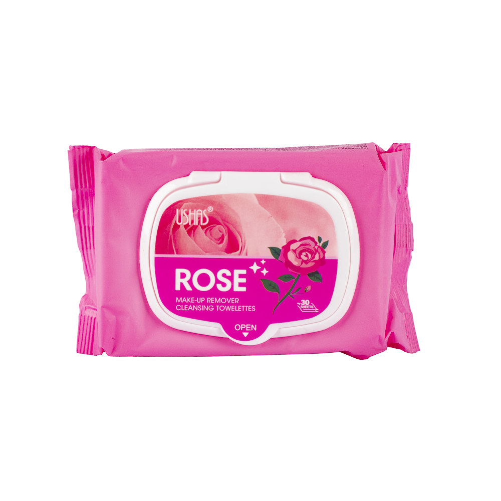 Toalla húmeda desmaquillante rosas 30und rosado