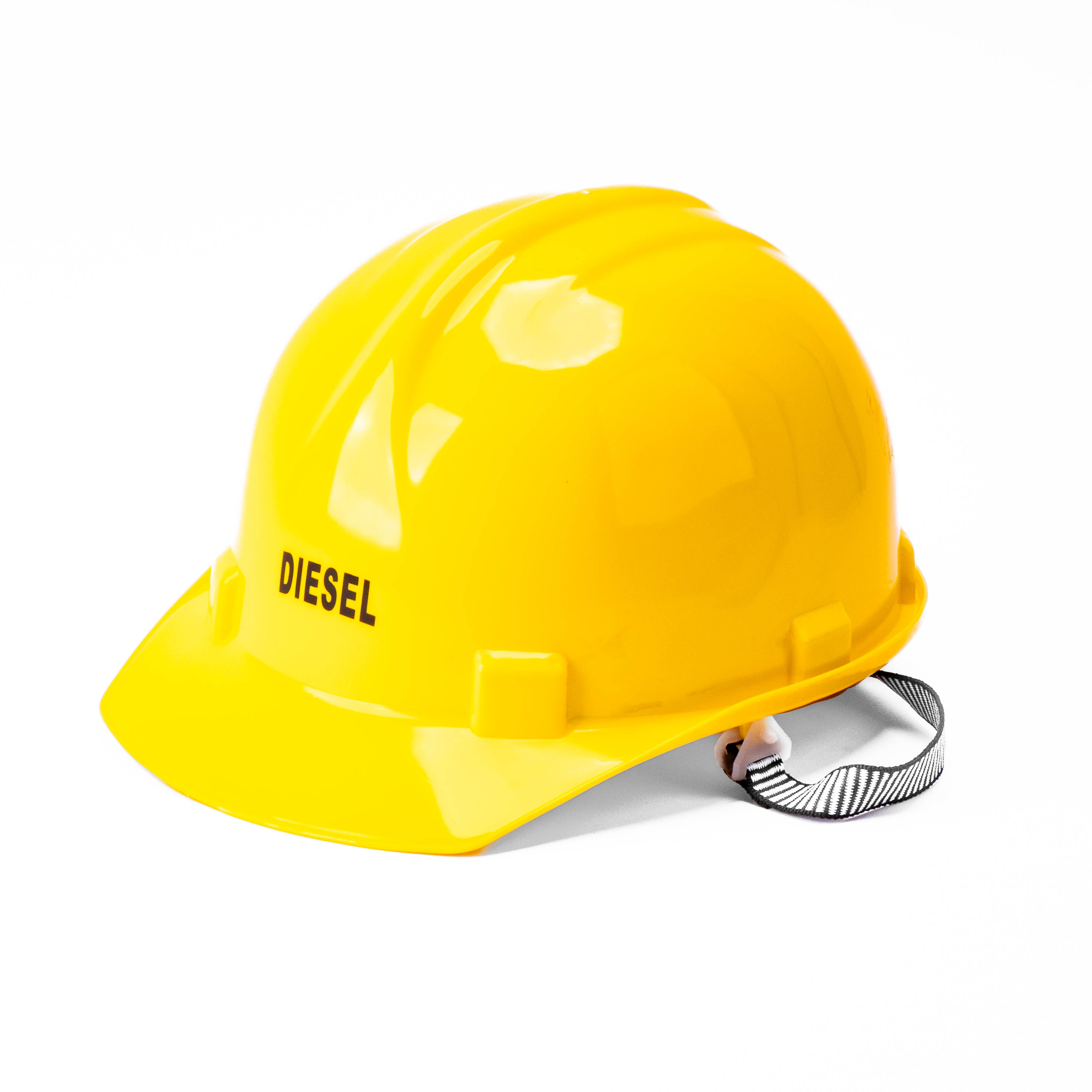 Casco plástico seguridad liso con estampado Diesel amarillo