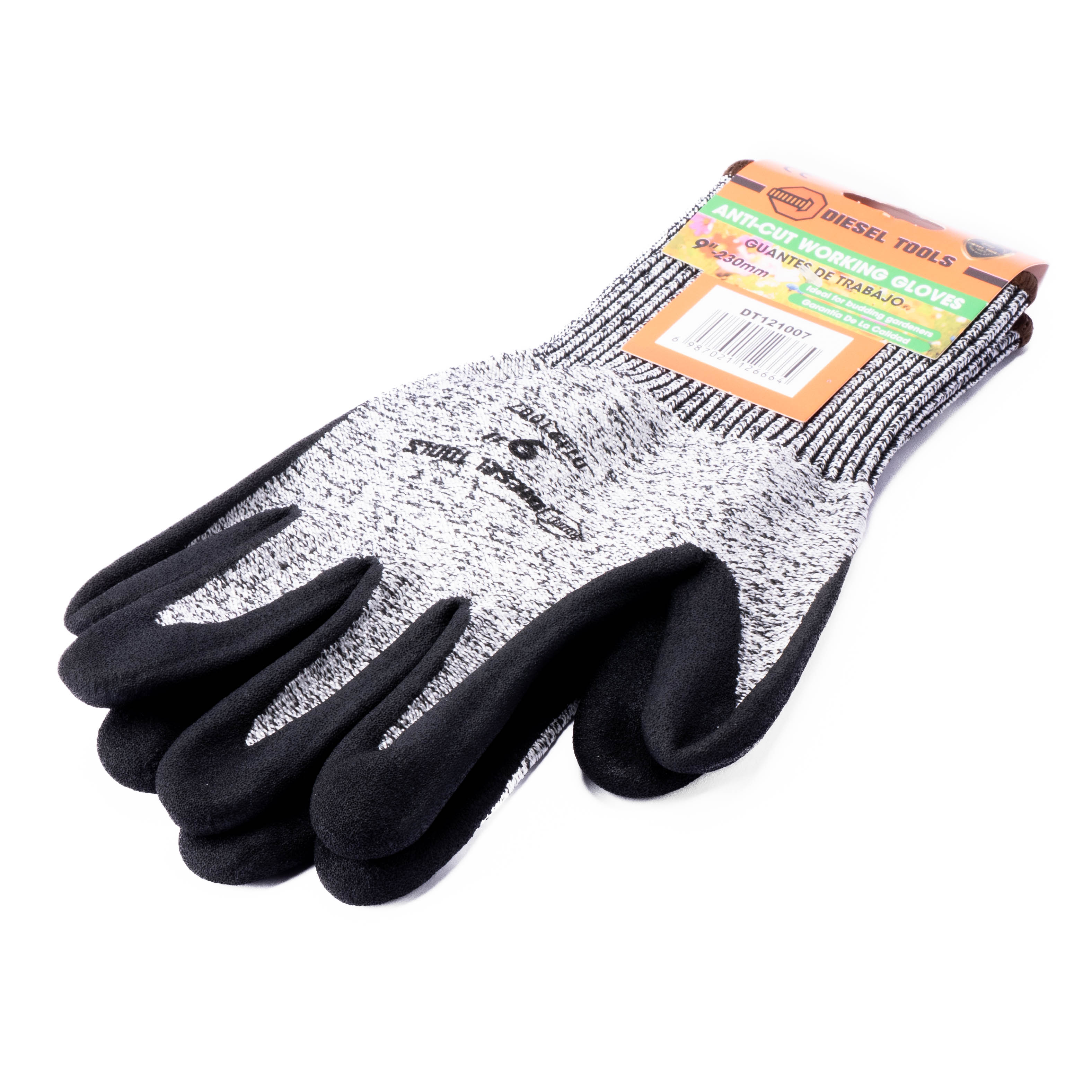 Guantes anti corte nitrilo 9pulg gris y negro