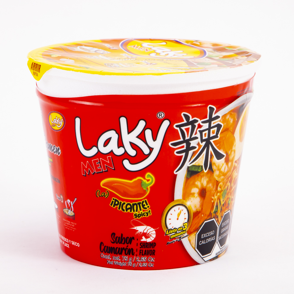 Sopa instantánea Laky Men camarón picante 75g