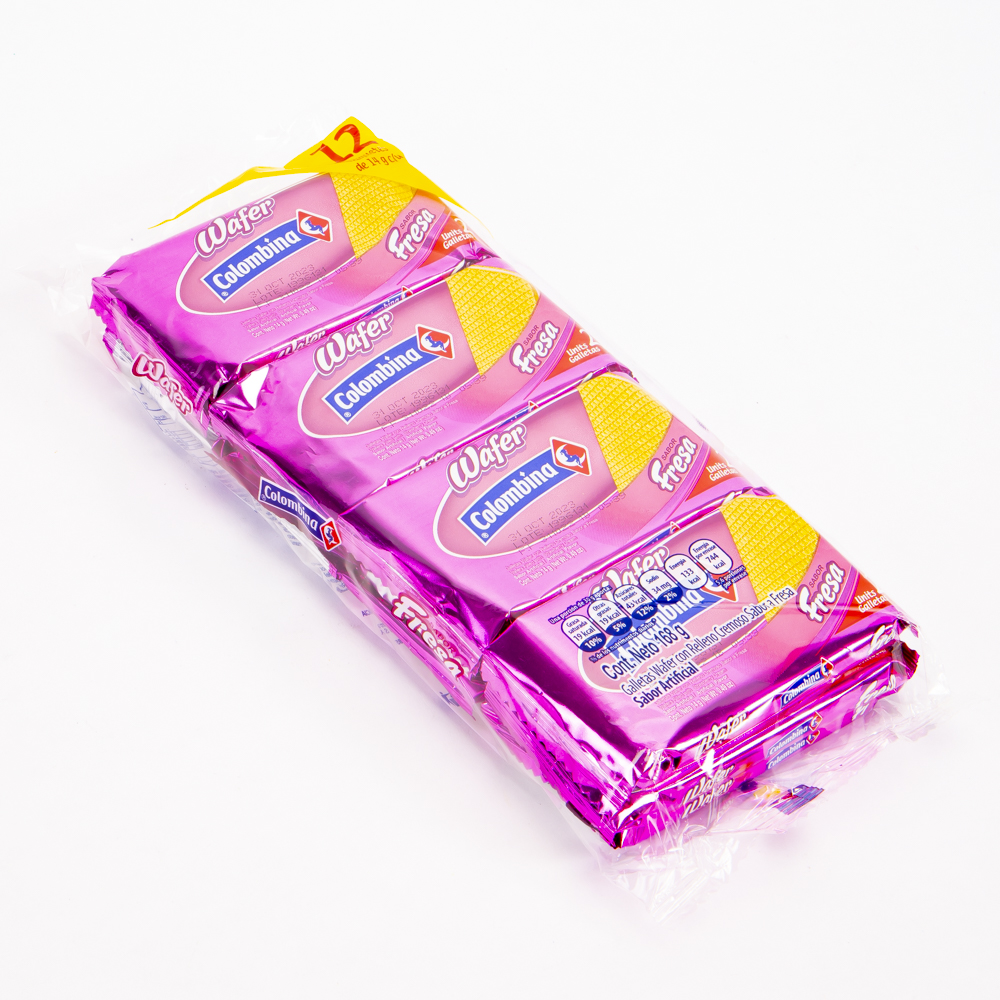 Galleta Colombina Wafer fresa 12und 168g