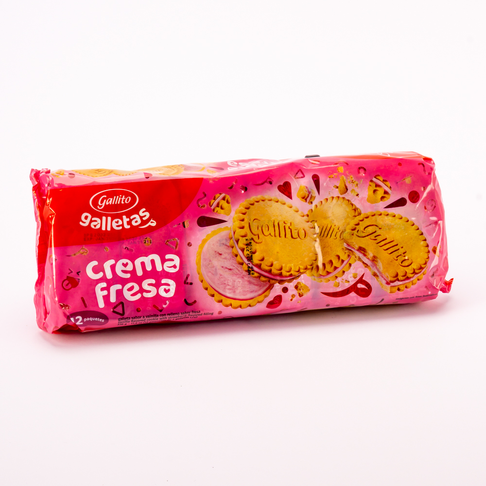 Galleta Gallito crema fresa 12und 336g