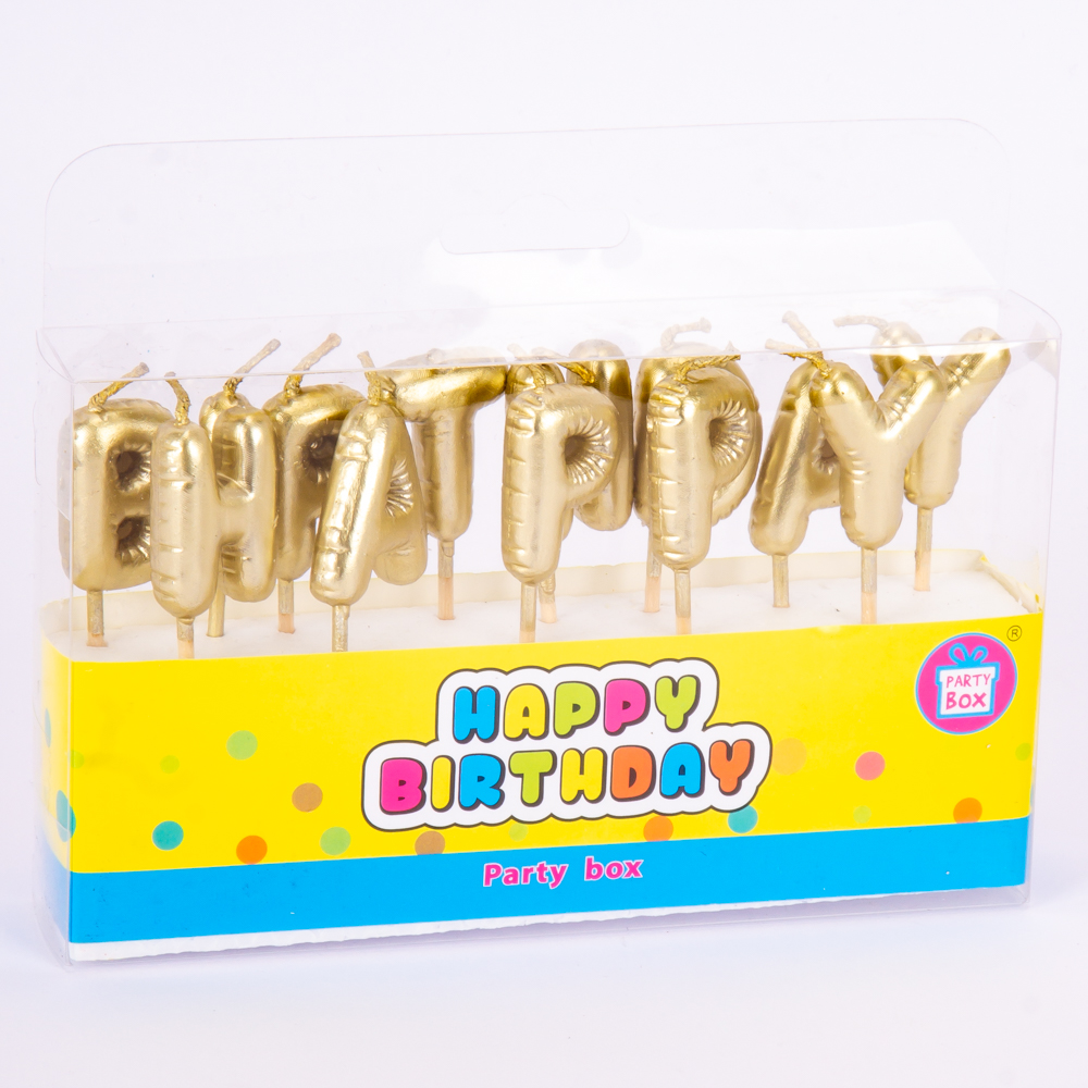 Candela letras happy birthday doradas