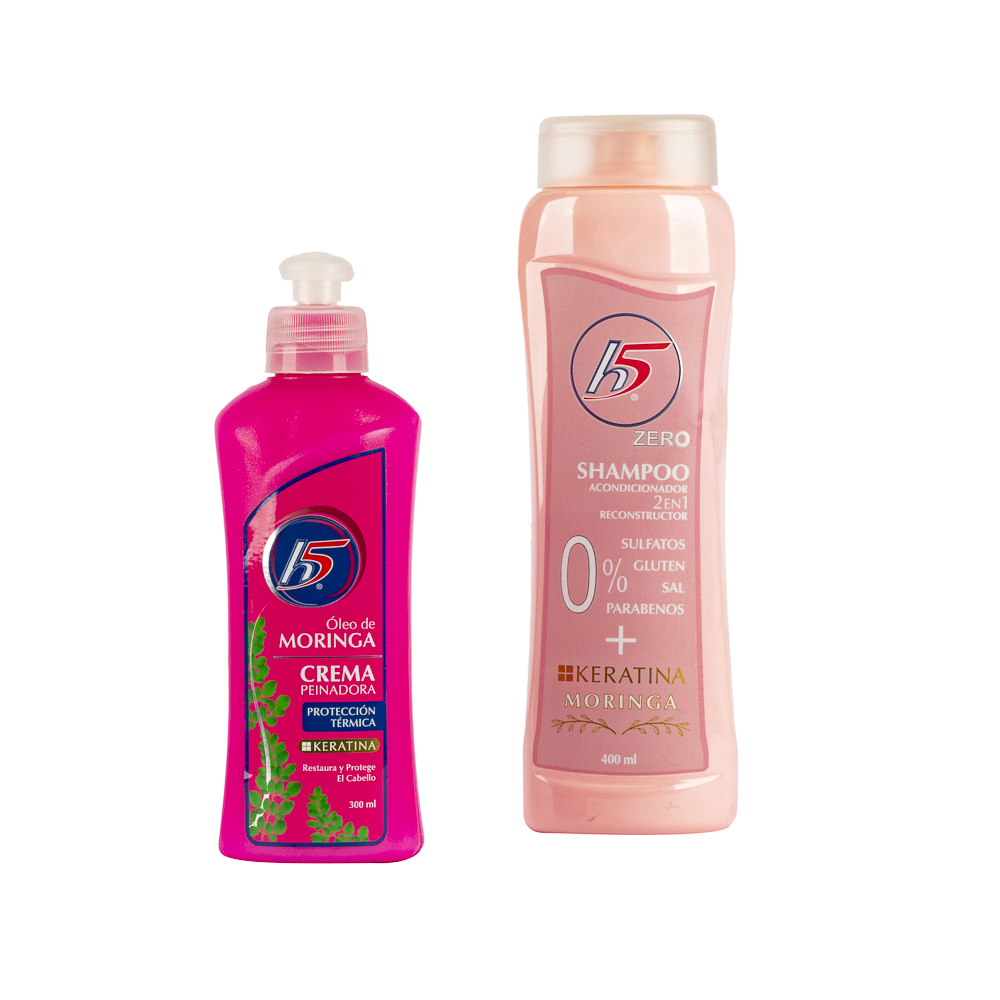 Pack H5 shampoo 400ml y crema peinadora 300ml moringa