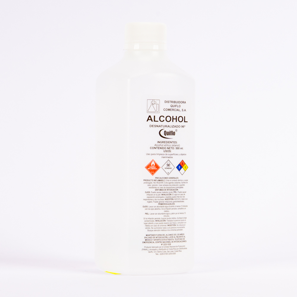 Alcohol desnaturalizado quiflo 500ml 96 grados