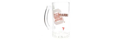 Jarra cervecera Saprissa nuevo logo vidrio