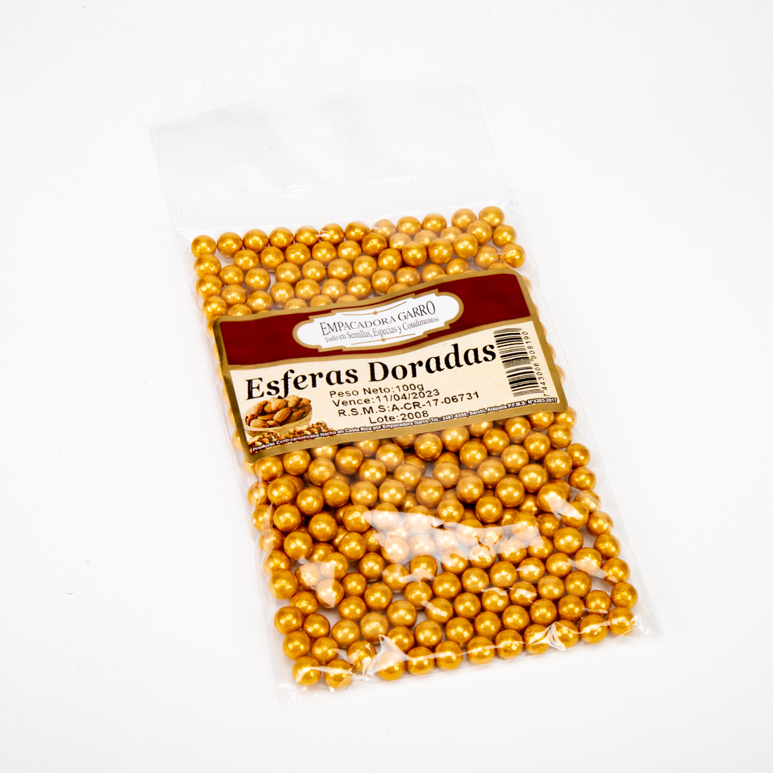 Adorno queque esfera dorada 5mm 100g