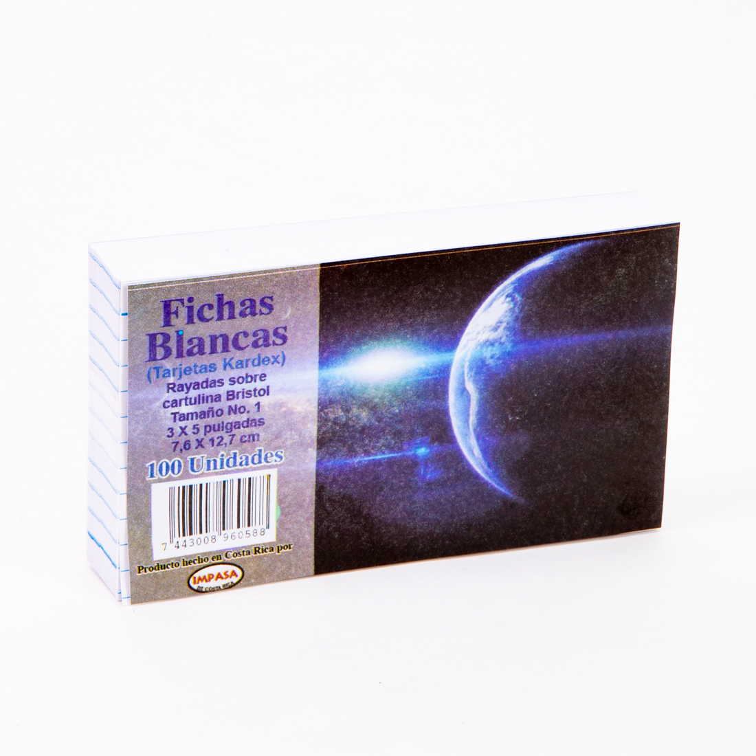 Fichas blancas rayadas tamaño No.1 100und