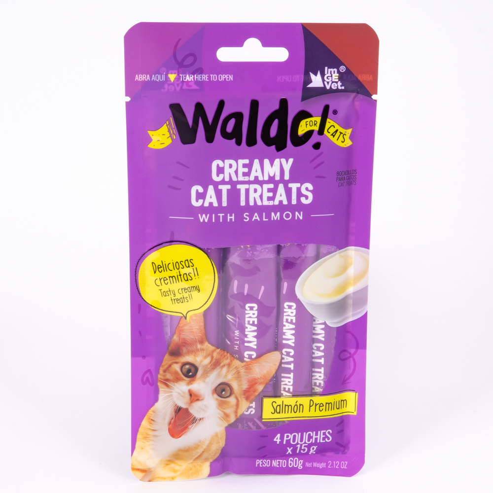 Bocadillo Waldo creamy cat treat salmón premium 60g