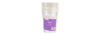 Vaso cartón liso 9oz 8und puntos tornasol