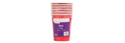 Vaso cartón tornasol 9oz 8und rojo