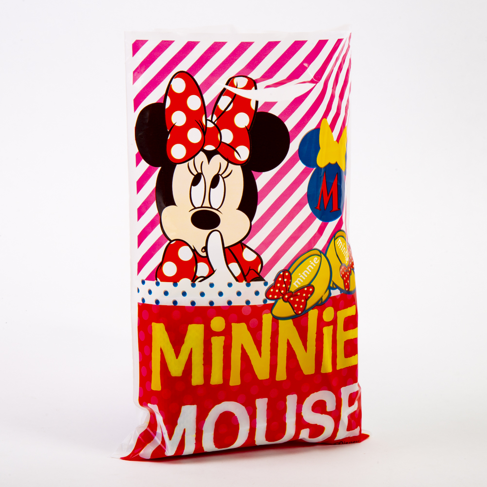 Bolsa plástico Minnie Mouse rayas 12und