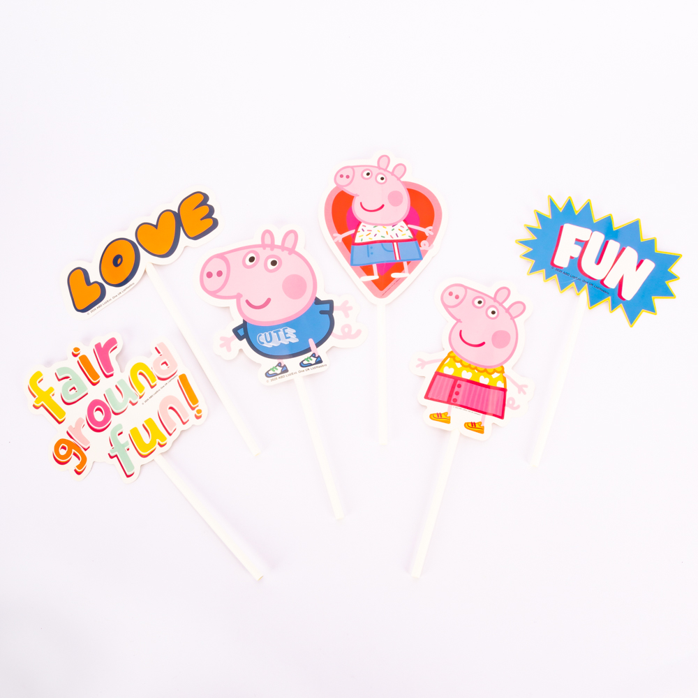 Topper decorativo cartón carnival estampado Peppa Pig 6und