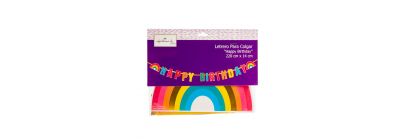 Letrero estampado arcoíris happy birthday 220x14cm multicolor