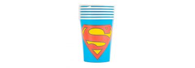 Vaso cartón Superman 9oz 6und celeste