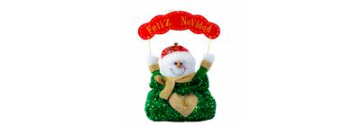 Peluche navideño santa/muñeco nieve con rótulo feliz navidad 40.6cm