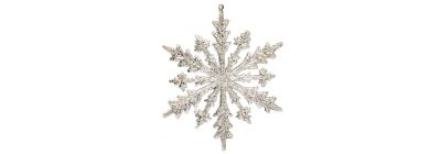 Figura colgante copo nieve escarchada 16cm plateado