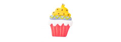 Figura colgante plástica cupcake con escarcha 6.67x9.2cm multicolor