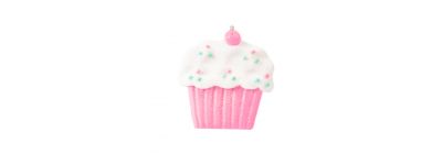 Figura colgante plástica cupcake con escarcha 7.9x9.2cm multicolor