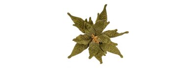 Flor artificial navideña verde y dorado