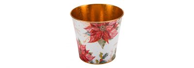 Maceta metálica navideña decorativa