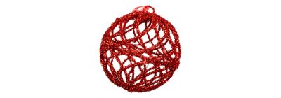 Esfera metálica navideña roja