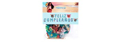 Letrero cartón feliz cumpleaños estampado Moana