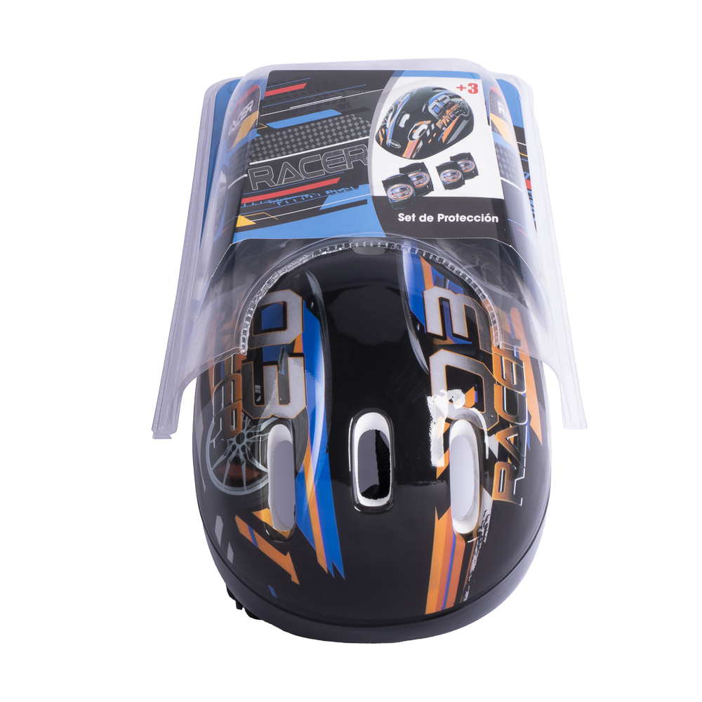 Casco con rodilleras y coderas estampado 03 racer +3a