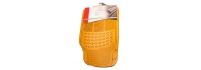 Alfombra hule para auto con relieve 4pzas marrón