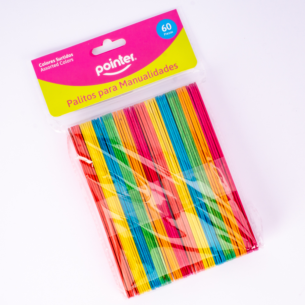 Paleta madera Pointer para manualidad colores 60und