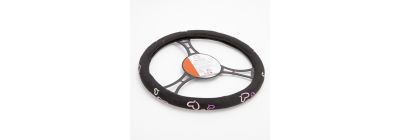 Forro auto para volante estampado corazón negro