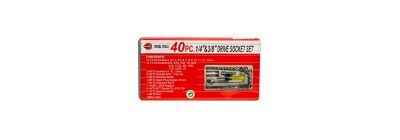 Caja cubos 1/4-3/8 pulg 40pzas plateado