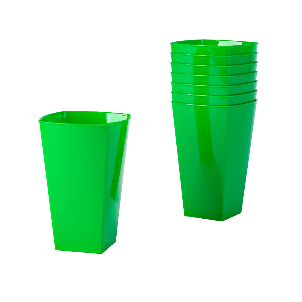 Vaso acrílico cuadrado 10oz 8und verde