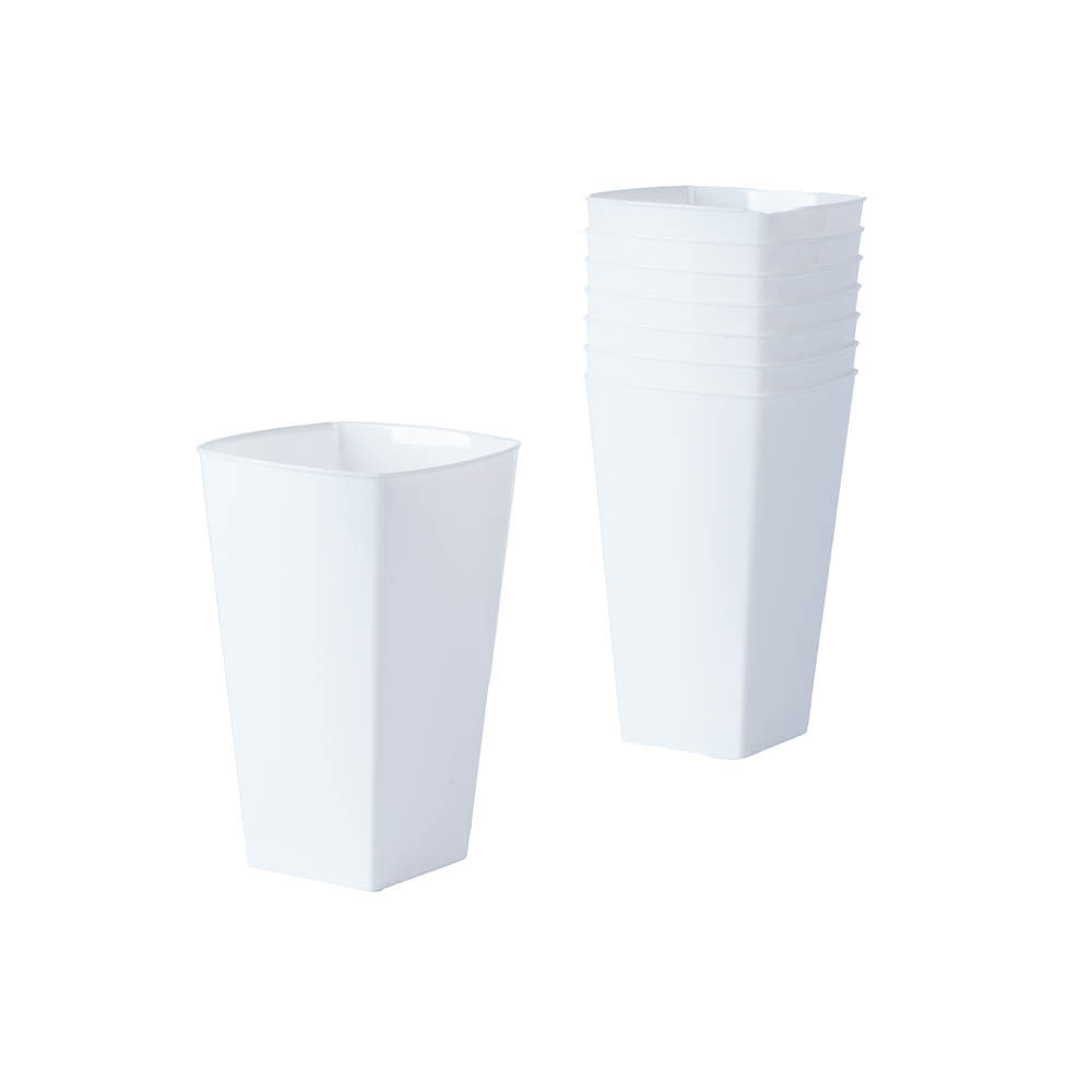 Vaso acrílico cuadrado 10oz 8und blanco