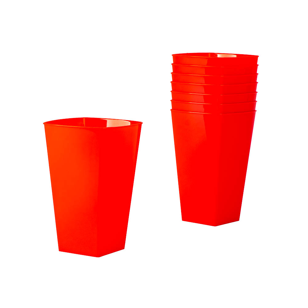 Vaso acrílico cuadrado 10oz 8und rojo