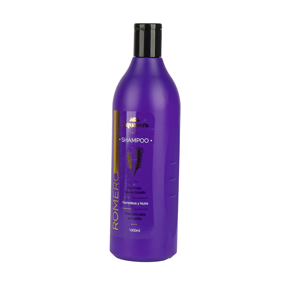 Shampoo aquavera romero para todo tipo cabello 1000ml morado
