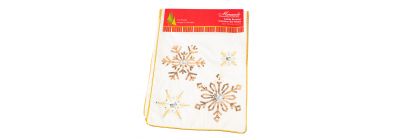 Camino mesa navideño bordado copo nieve 14x72pulg beige