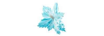 Flor artificial navideña lisa con relieve escarchada 71cm celeste