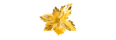 Flor artificial navideña lisa con escarcha 65cm dorado