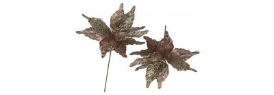 Flor navideña afelpada champagne