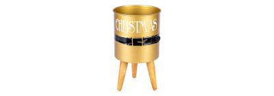 Maceta metálica diseño navideño