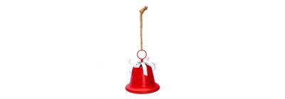 Campana metálica navideña roja